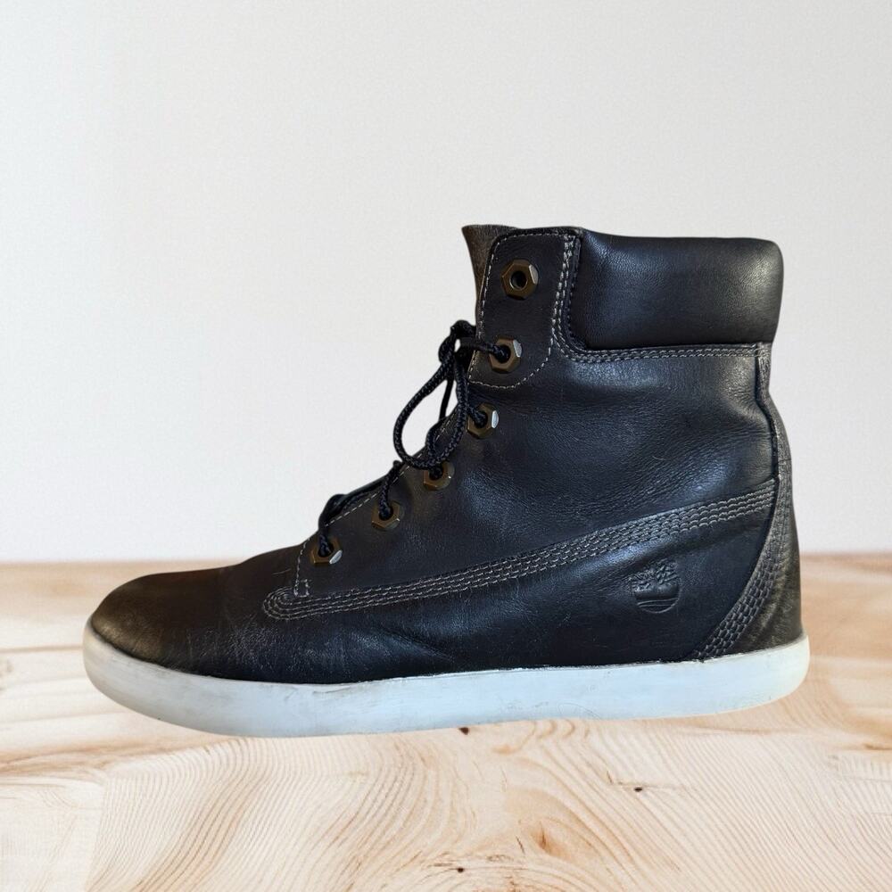 Timberland Black Ankle Boots Sz‎ 7.5 Womens Glastenbury Leather Lace Up A135B